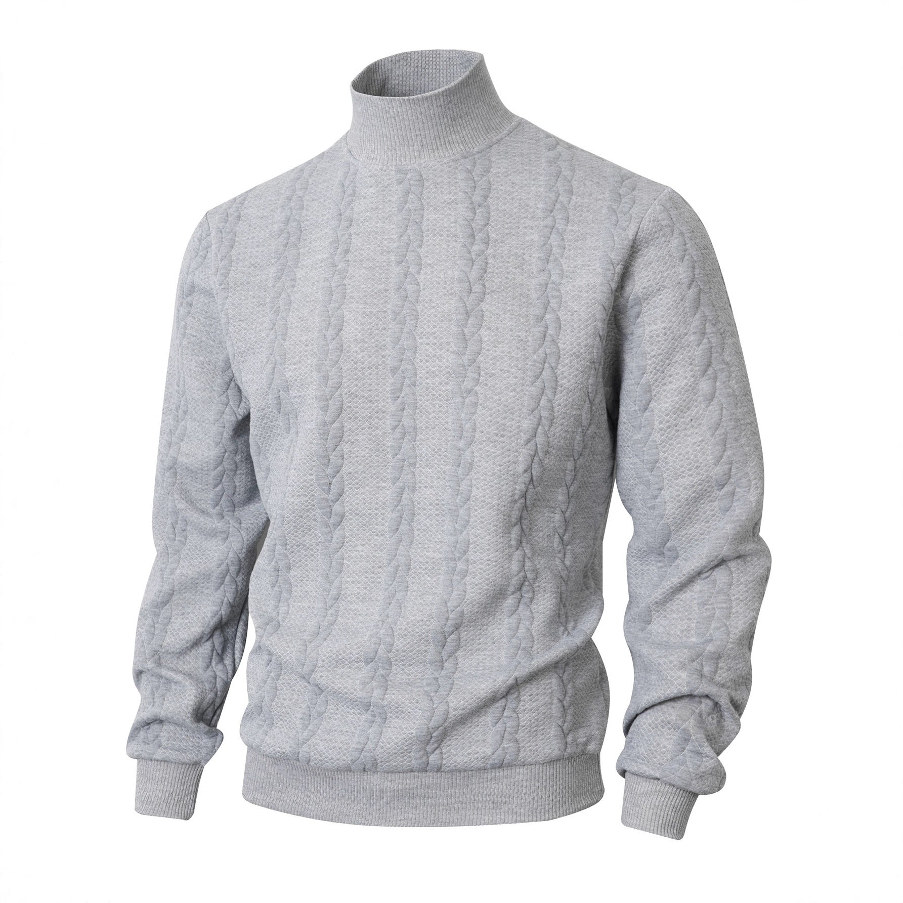 Herren modischer Strickpullover mit hohem Kragen und Zopfmuster Krohn-e
