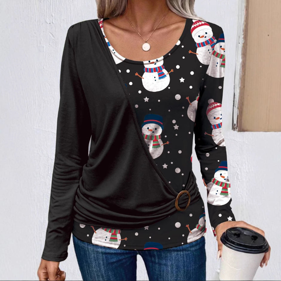 Damen Langarmshirt mit kreativem Weihnachtsdesign und praktischen Rüschendetails Krohn-e