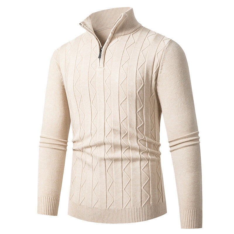 Herren Strickpullover mit stylischem Reißverschluss und Zopfmuster Krohn-e