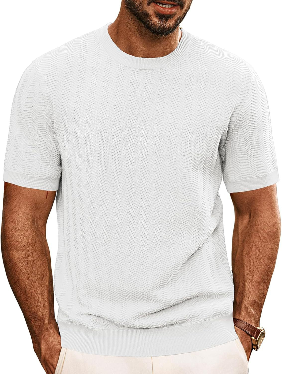 Herren strukturiertes Rundhals T-Shirt Krohn-e