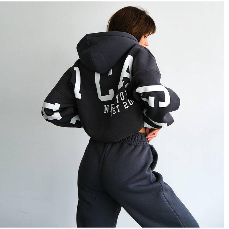 Damen Lässiger Oversize-Sweatanzug mit Kapuze und elastischem Bund Krohn-e