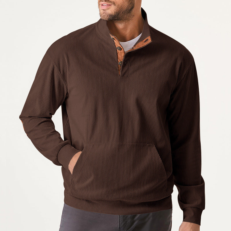 Herren hochfunktioneller Sweatpullover mit Stehkragen und praktischer Kängurutasche Krohn-e