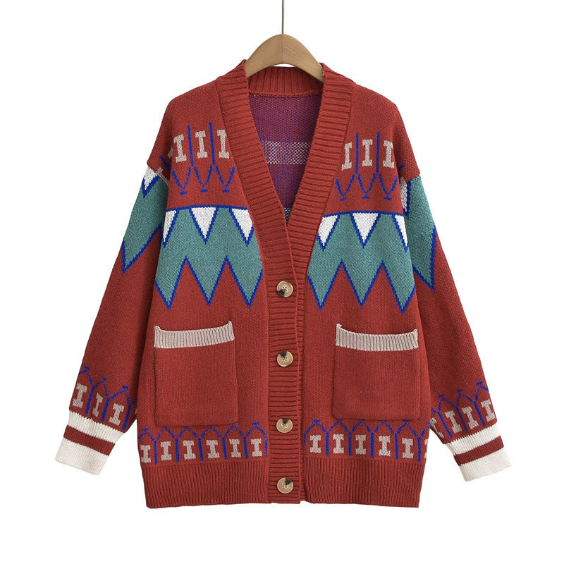 Damen Strickjacke mit kreativem Muster und praktischen Taschen Krohn-e - Krohn-e