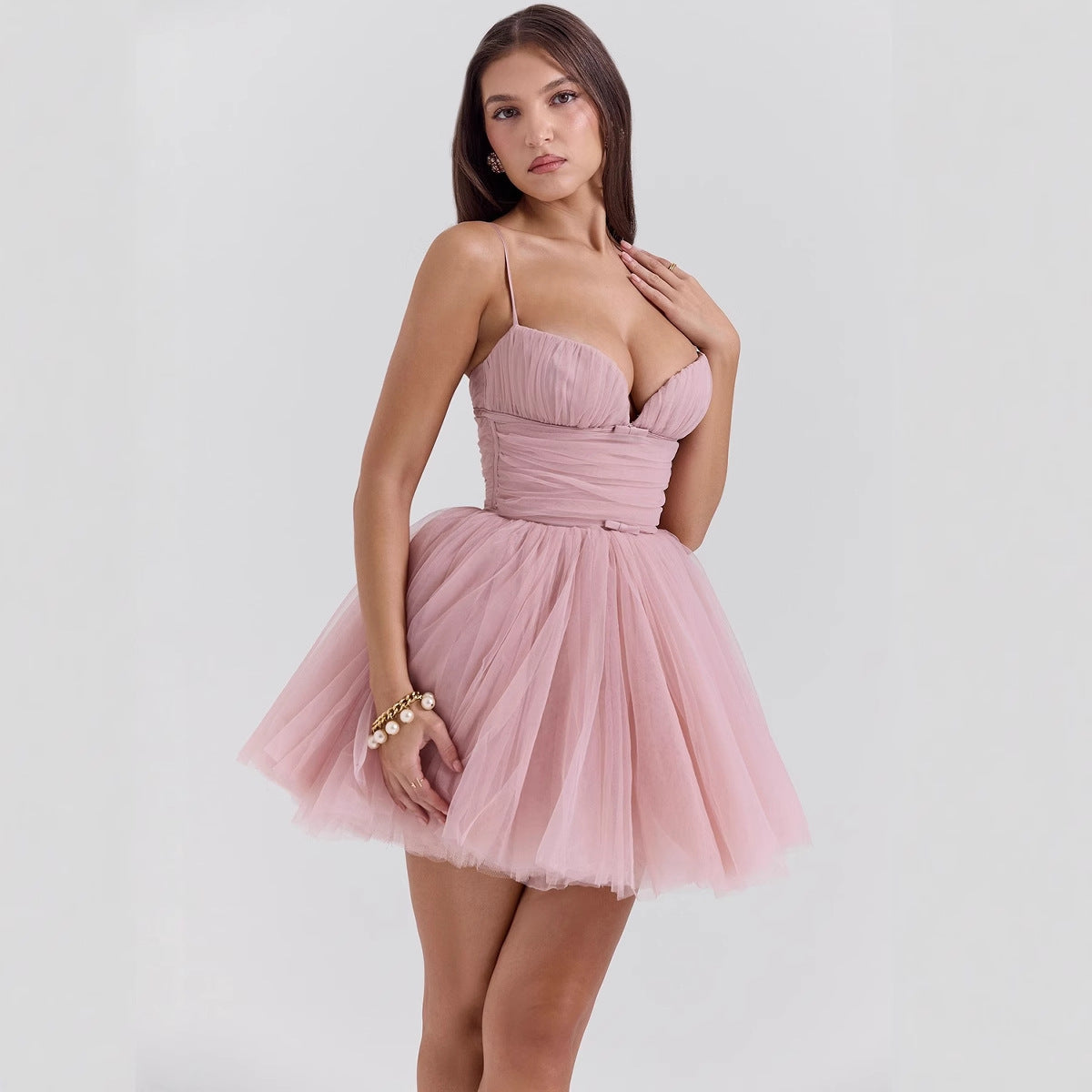 Damen Verspielt geschnittenes Tüllkleid mit verstellbaren Trägern und einer schwingenden Silhouette Krohn-e