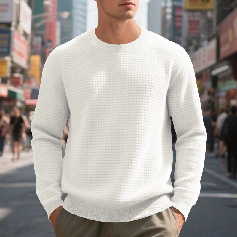Herren warmer Pullover mit strukturiertem Gewebe und Rundhalsausschnitt Krohn-e
