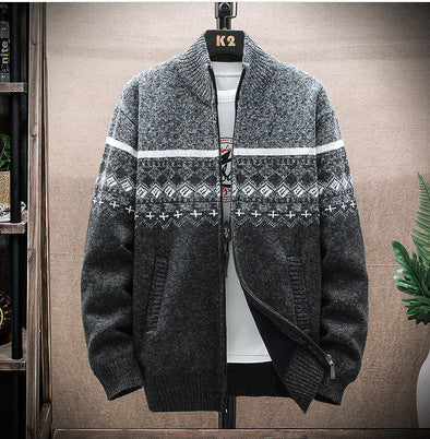 Herren Strickjacke mit nordischem Muster und modischem Reißverschluss Krohn-e