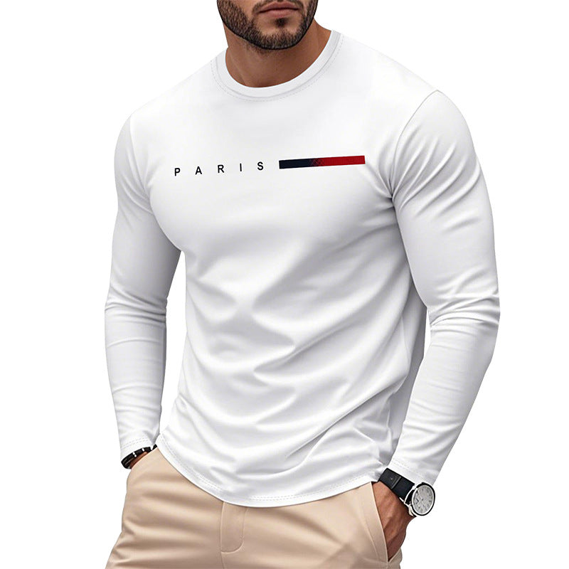 Herren Langarm T-Shirt mit modernem Paris-Druck und elastischem Saum Krohn-e