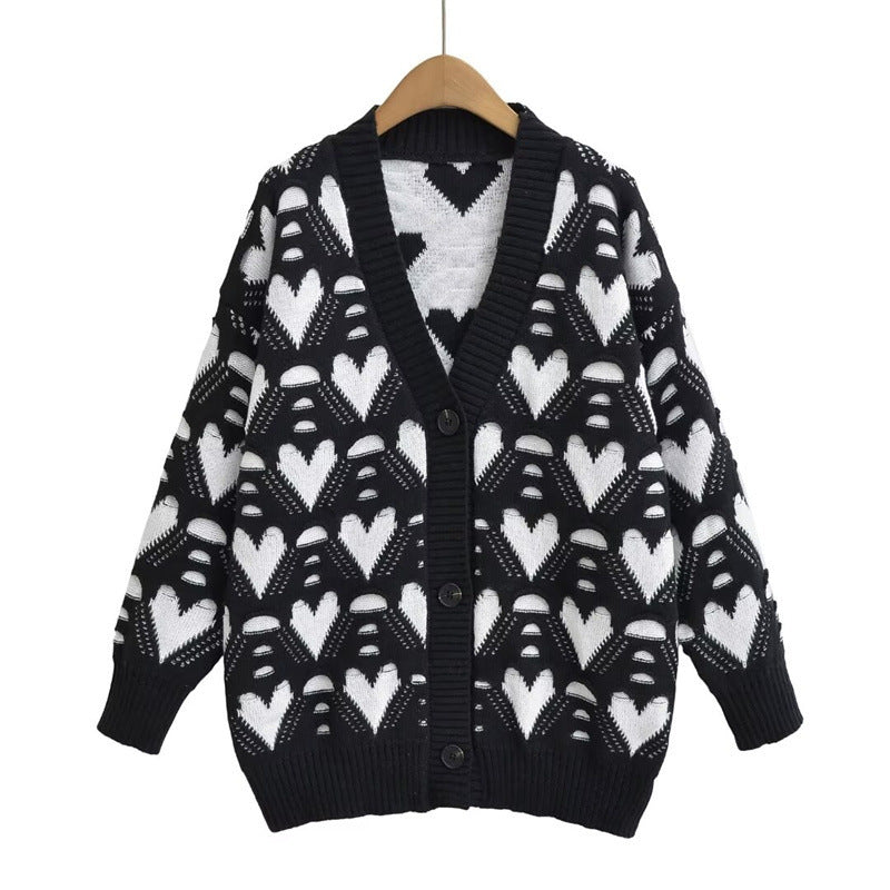 Damen Strickjacke mit Herzenmuster Krohn-e - Krohn-e