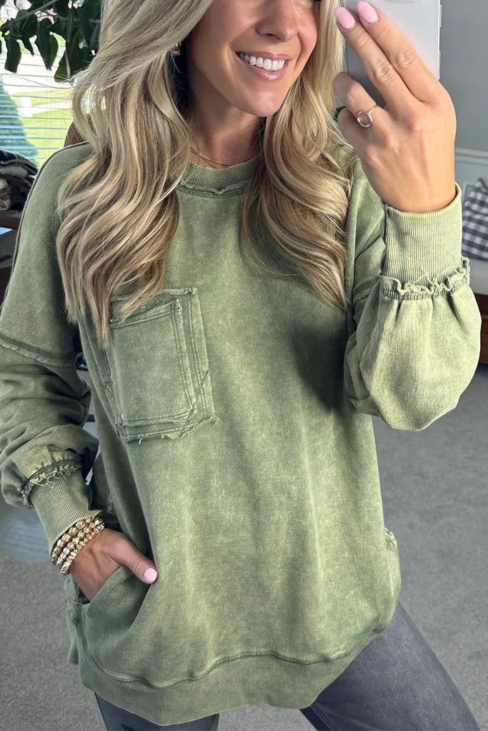 Damen Lässiger Oversized-Sweatshirt mit Rüschendetails Krohn-e