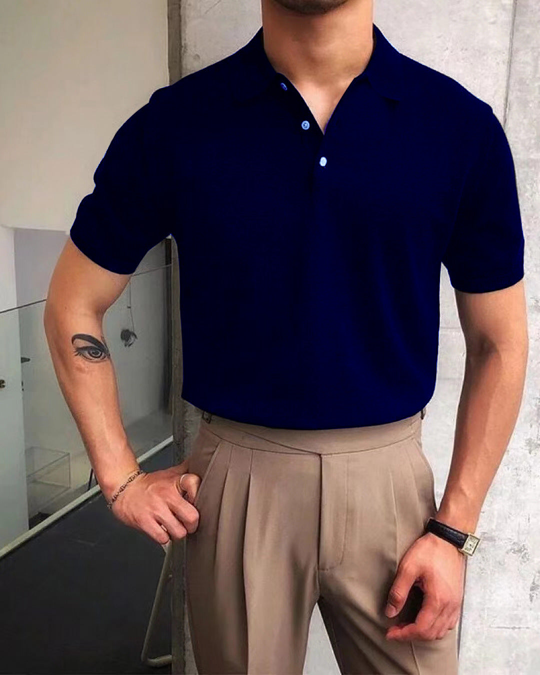 Herren Polo-Shirt aus atmungsaktiver Baumwolle mit elegantem Kragen Krohn-e