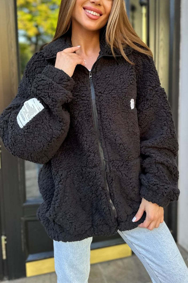 Damen Kuschelige Fleecejacke mit praktischen Taschen und hohen Kragen Krohn-e