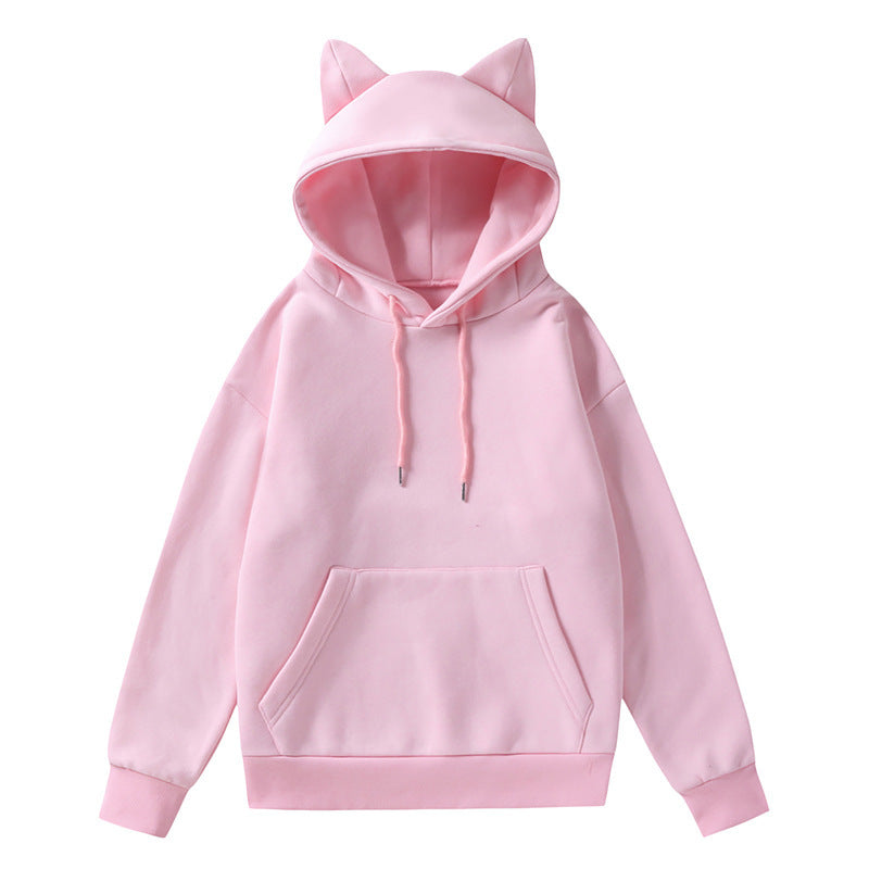 Damen Kapuzenpullover mit Katzenohren und weichem Innenfutter Krohn-e