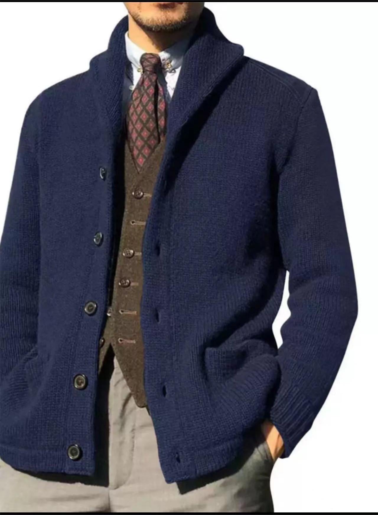 Herren Strickjacke im modernen Casual-Stil mit Schalkragen Krohn-e