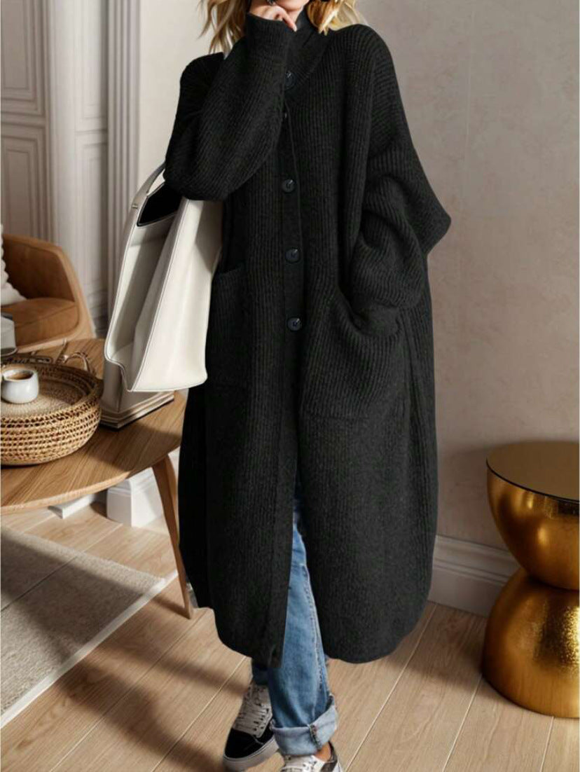 Damen Modische Strickjacke mit großzügigen Taschen und Knopfdetail Krohn-e