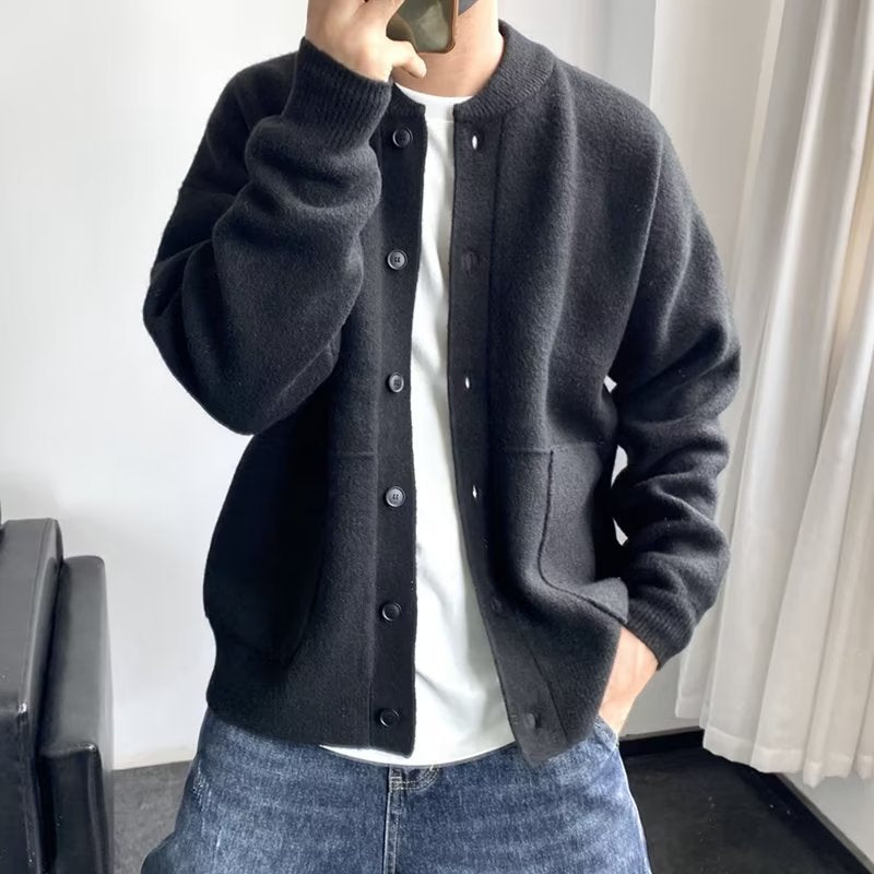 Krohn-e | Klassische Strickjacke mit Knöpfen Wollmischung Warm und Stilvoll