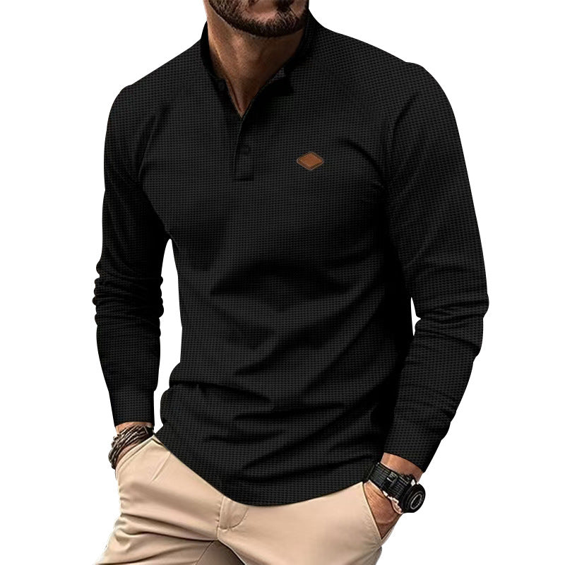 Herren Langarm-Henley-Shirt mit strukturierter Oberfläche und modischen Knopfdetails Krohn-e