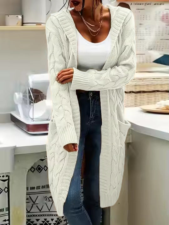 Damen Strickjacke im lässigen Langschnitt mit Zopfmuster und praktischen Taschen Krohn-e
