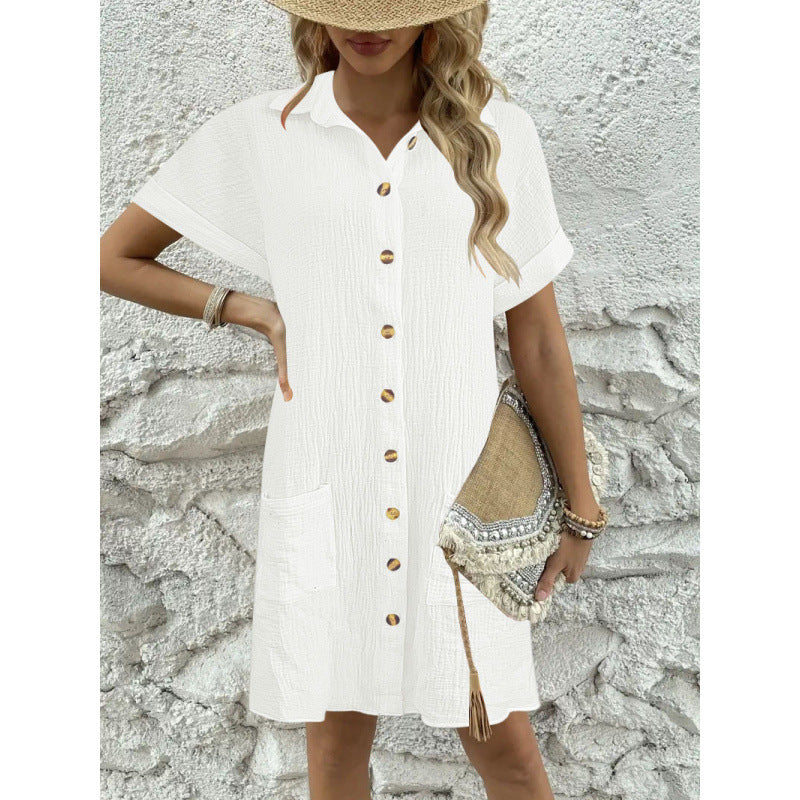 Fudus Einfaches Maxikleid mit Knöpfen und V-Ausschnitt