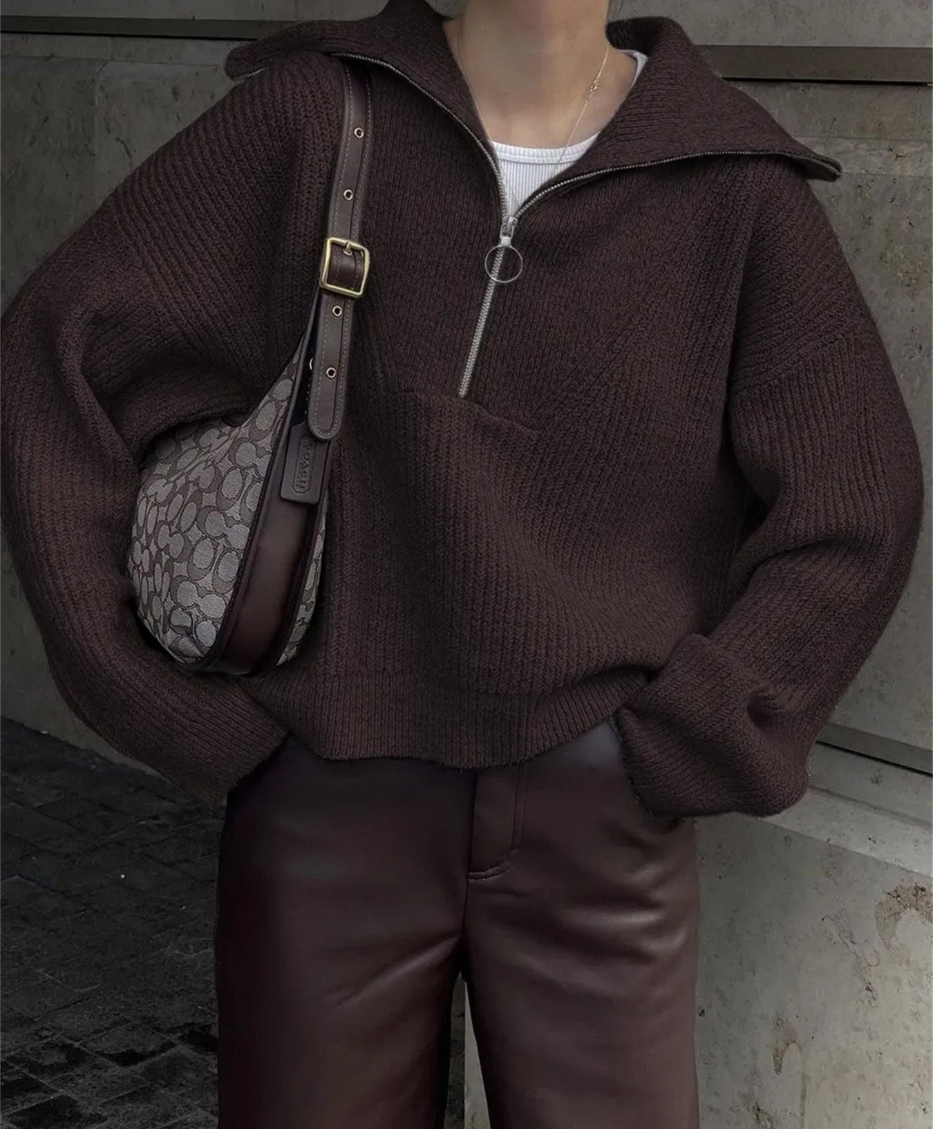 Damen Strickpullover mit Reißverschluss und lässigem Schnitt Krohn-e