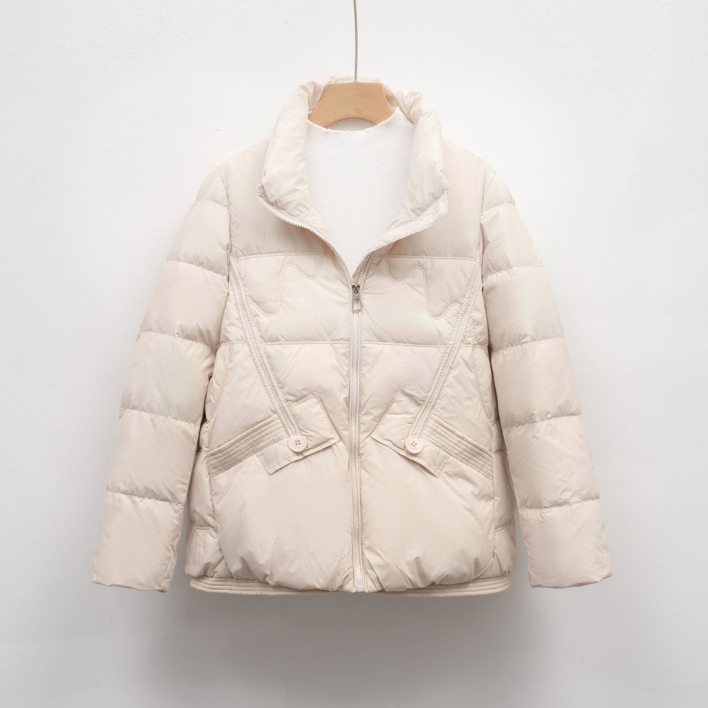Damen gesteppte Winterjacke mit praktischen Taschen und hohem Kragen Krohn-e