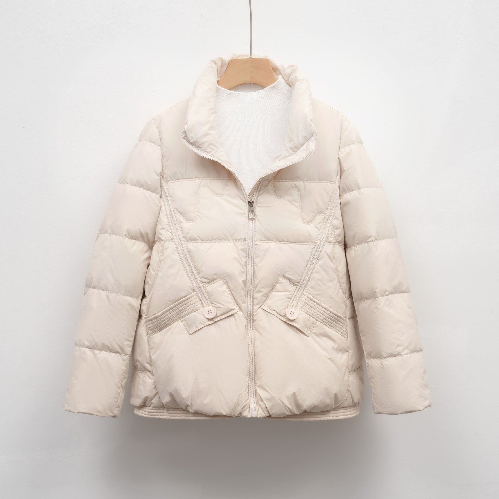 Damen gesteppte Winterjacke mit praktischen Taschen und hohem Kragen Krohn-e