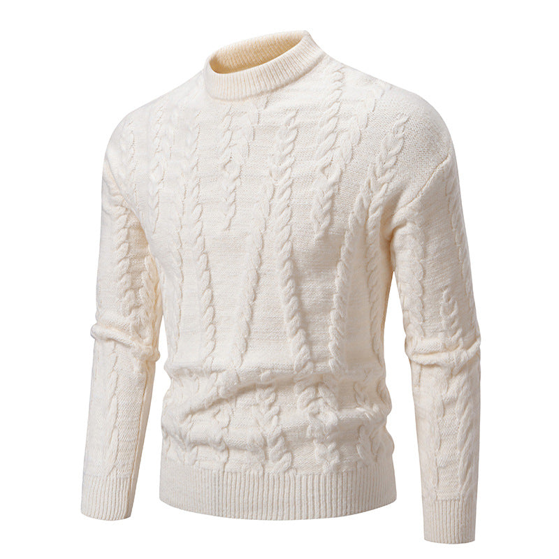 Herren Feinstrickpullover mit Kabelmuster und hohem Kragen Krohn-e