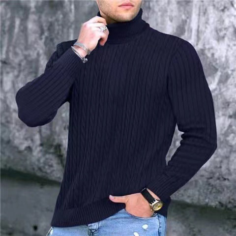 Herren Strickpullover mit modernem Rippmuster und hohem Kragen Krohn-e