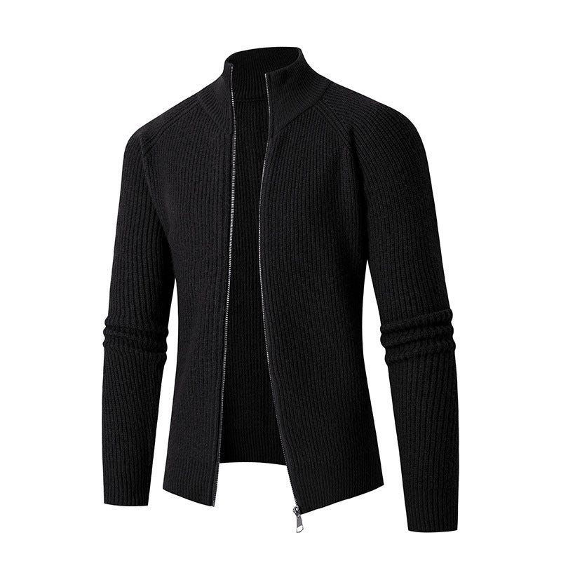 Herren Strickjacke mit hohem Kragen und feiner Rippstruktur Krohn-e