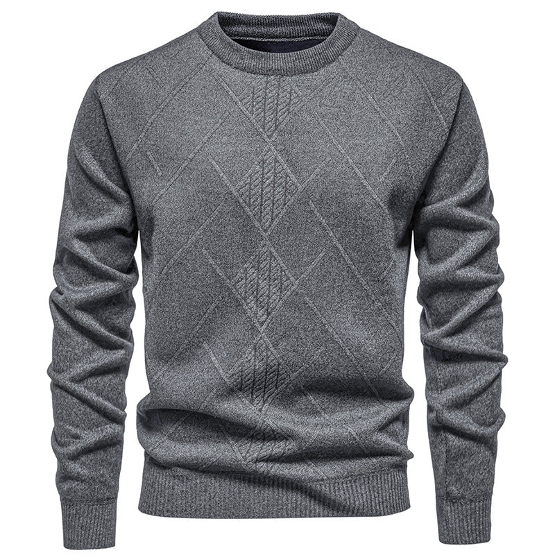 Herren Strickpullover mit strukturiertem Rautenmuster und klassischem Rundhalsausschnitt Krohn-e