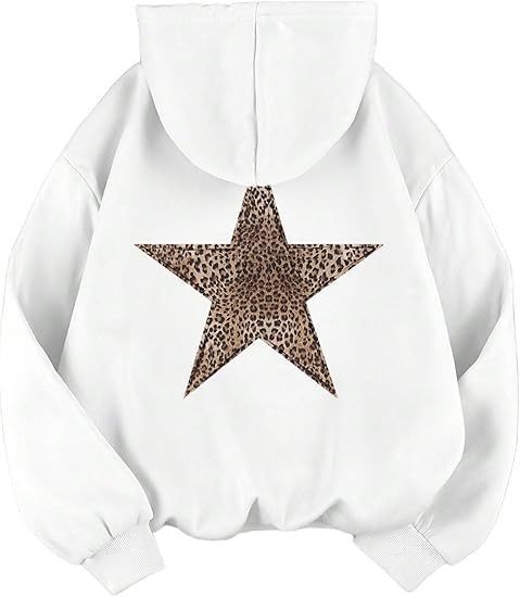 Damen lässiger Kapuzenpullover mit leopardem Muster auf Stern Krohn-e