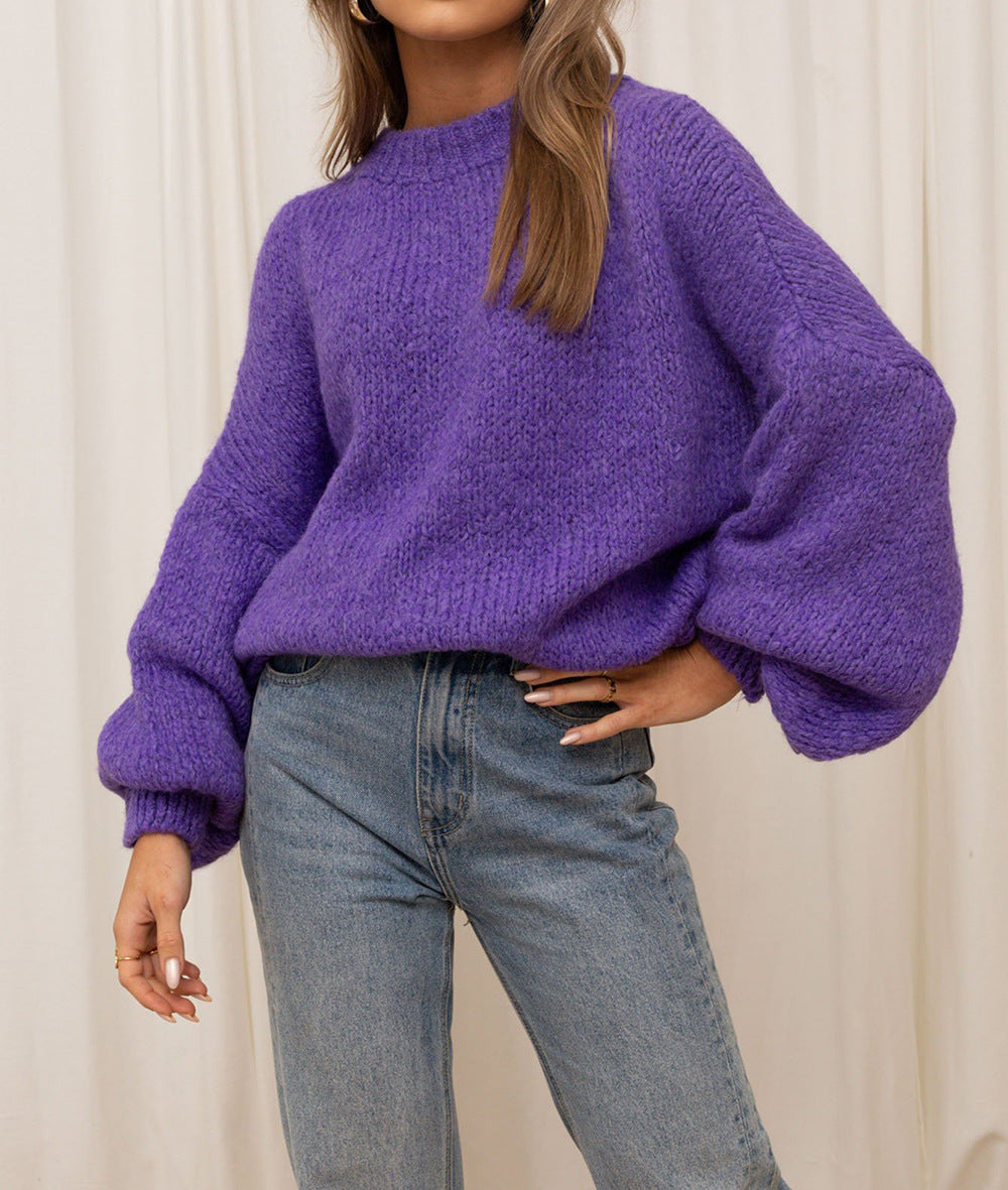 Damen gemütlicher Oversize-Pullover mit voluminösen Ärmeln und weichtexturiertem Strick Krohn-e