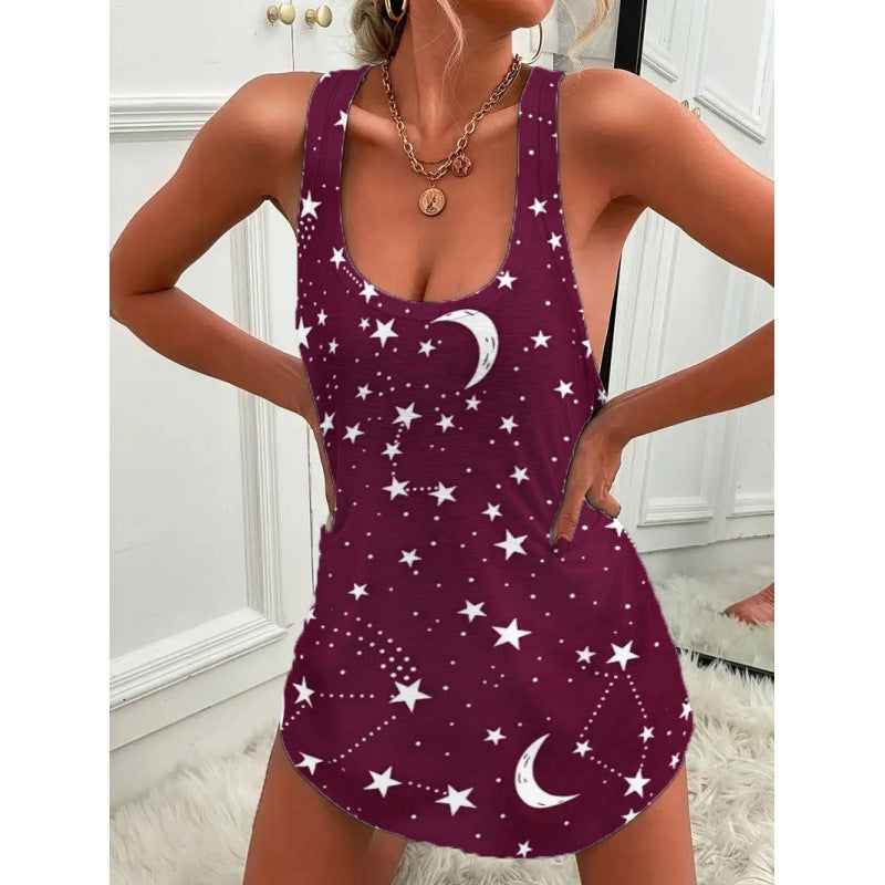Damen luftiges Trägershirt mit Sternen- und Mondmotiv Krohn-e