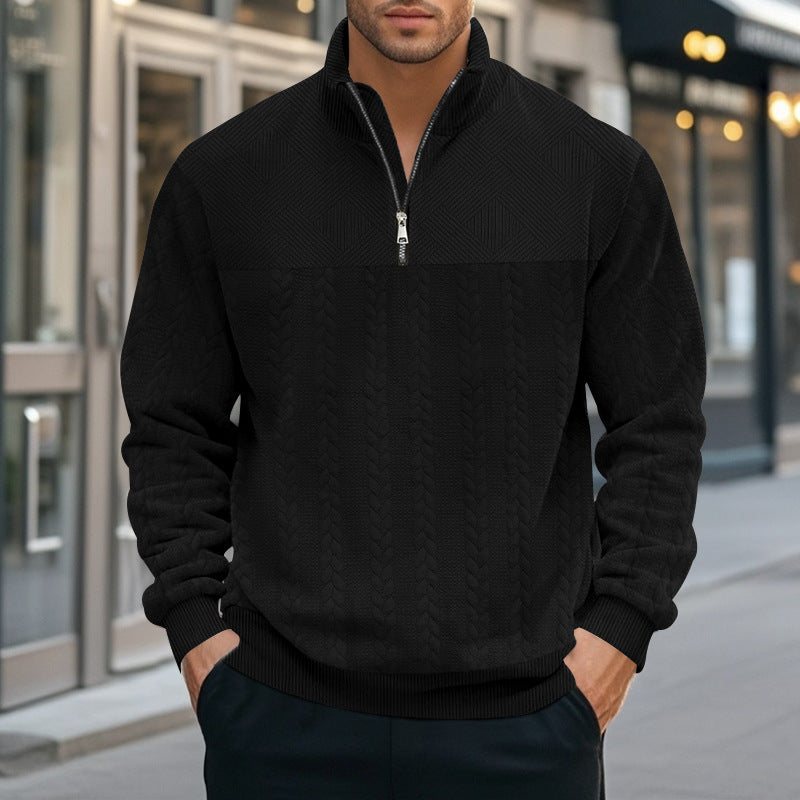 Herren Strickpullover mit modernem Stehkragen und Reißverschluss Krohn-e