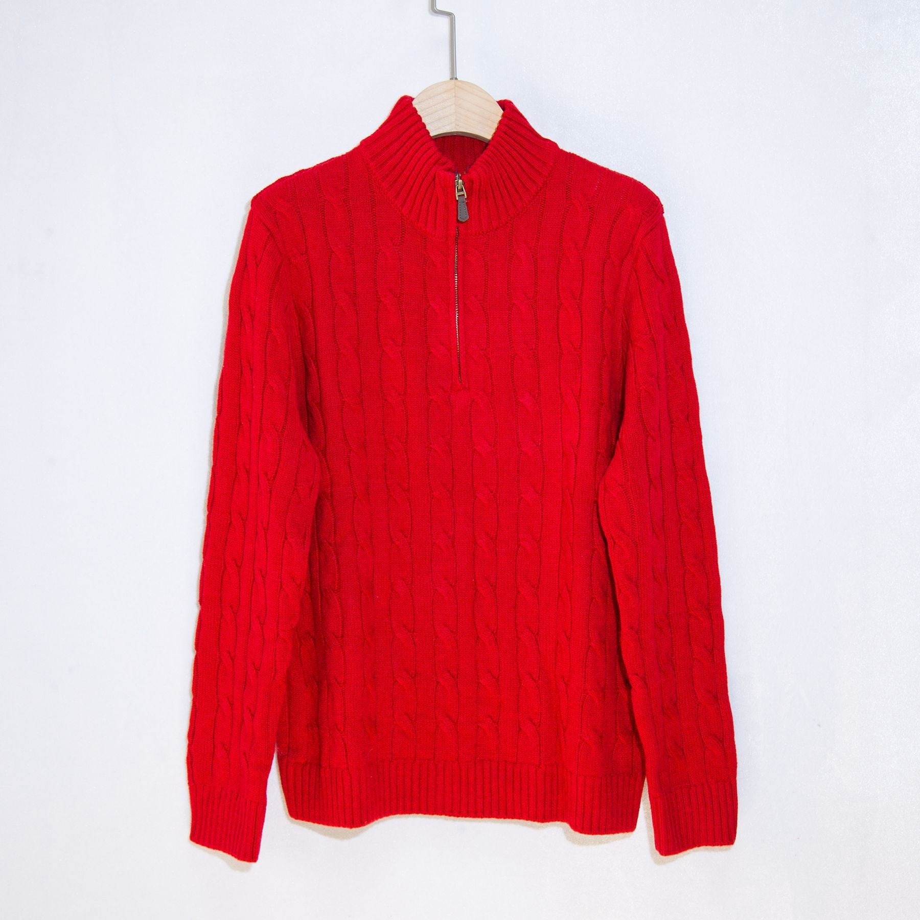 Herren eleganter Strickpullover mit halbem Reißverschluss und Zopfstrickmuster Krohn-e