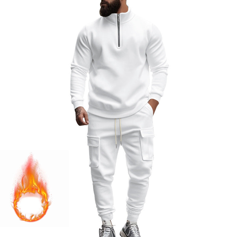 Herren Sportliches Fleece-Set mit funktionalem Reißverschluss und Cargo-Hosen Krohn-e