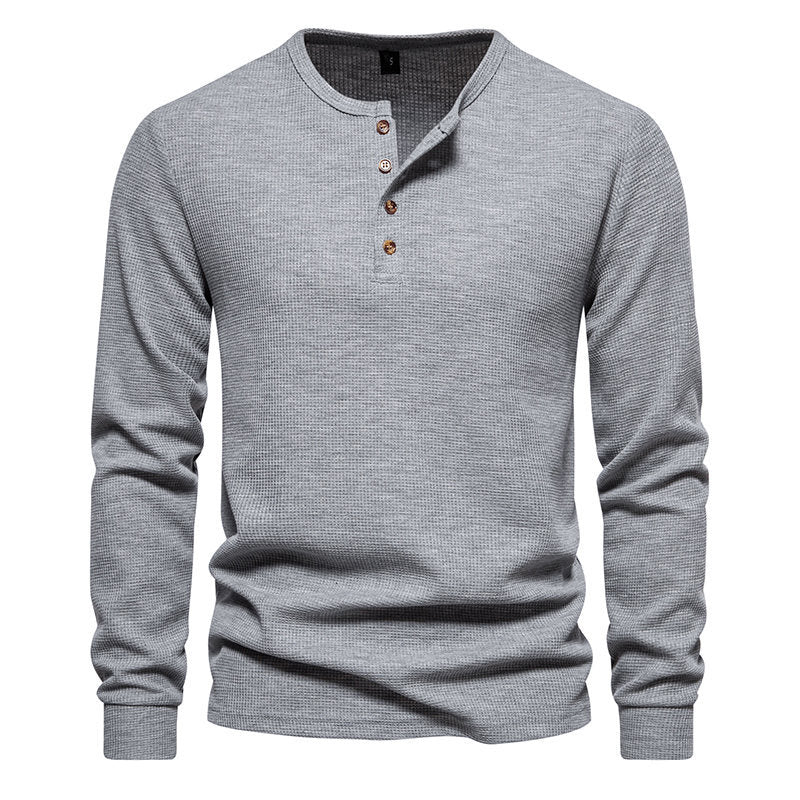 Herren Langarmshirt mit Knopfleiste und strukturiertem Design Krohn-e