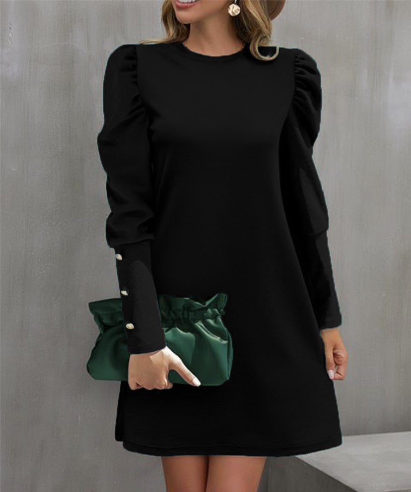Damen Puffärmel Minikleid mit elegantem Rundhalsausschnitt Krohn-e