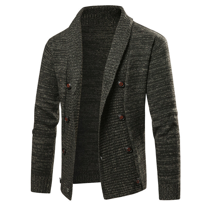 Herren Strickjacke mit modernem Schalkragen und dekorativen Knöpfen Krohn-e