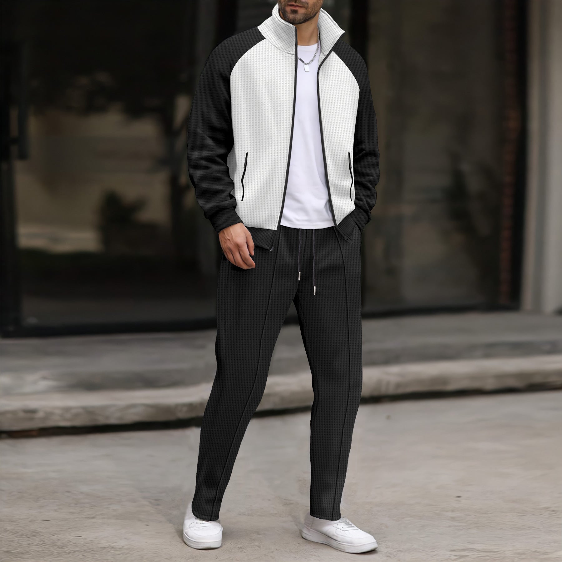Herren sportliches Jacken- und Hose-Set mit strukturiertem Design Krohn-e