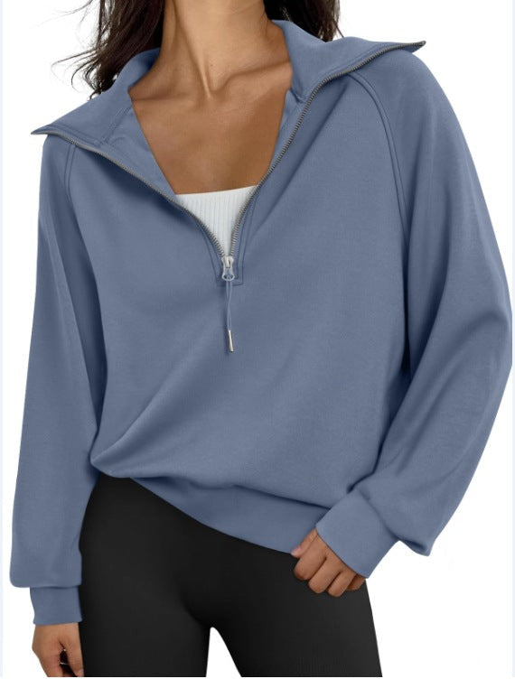 Damen lässiger Sweatpullover mit hohem Kragen und Reißverschluss Krohn-e