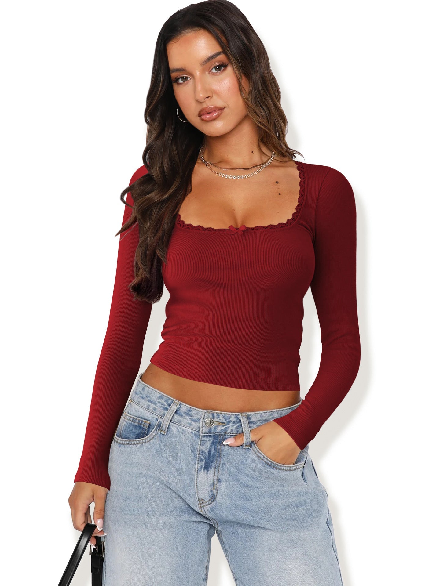 Damen Langarmshirt mit eleganter Rüsche und körpernaher Passform Krohn-e