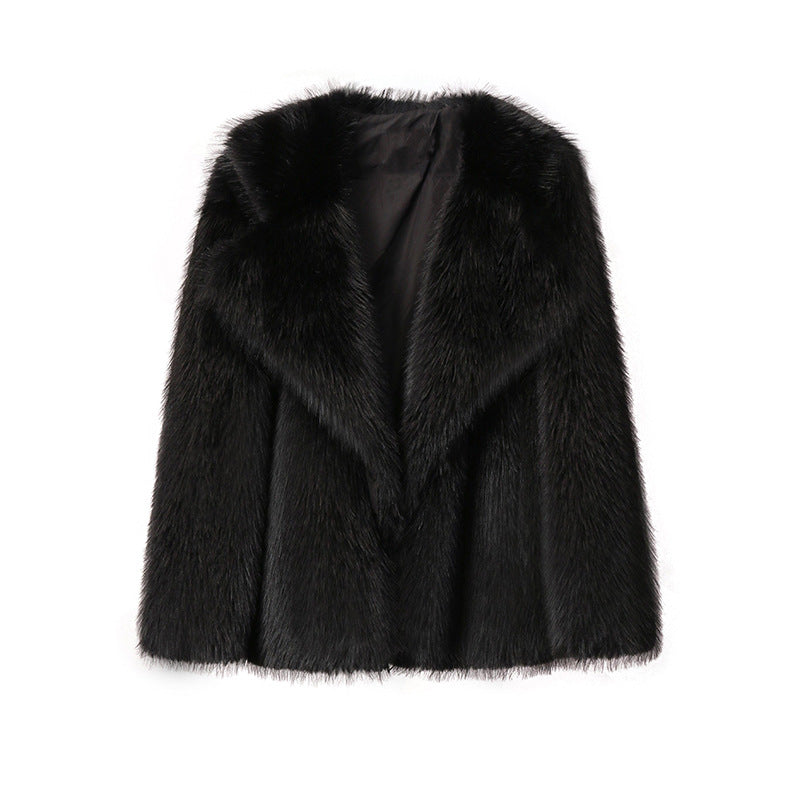 Damen Modische und kuschelige Kunstpelzjacke mit schickem Revers Krohn-e