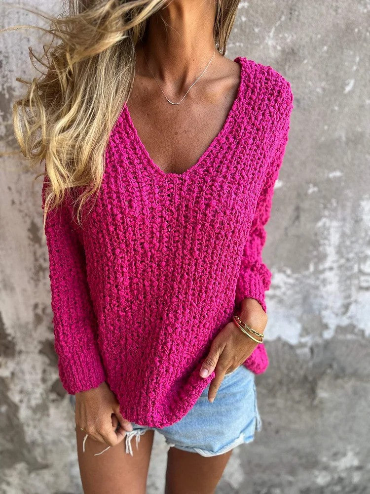 Damen Strickpullover mit V-Ausschnitt und lässigem Schnitt Krohn-e