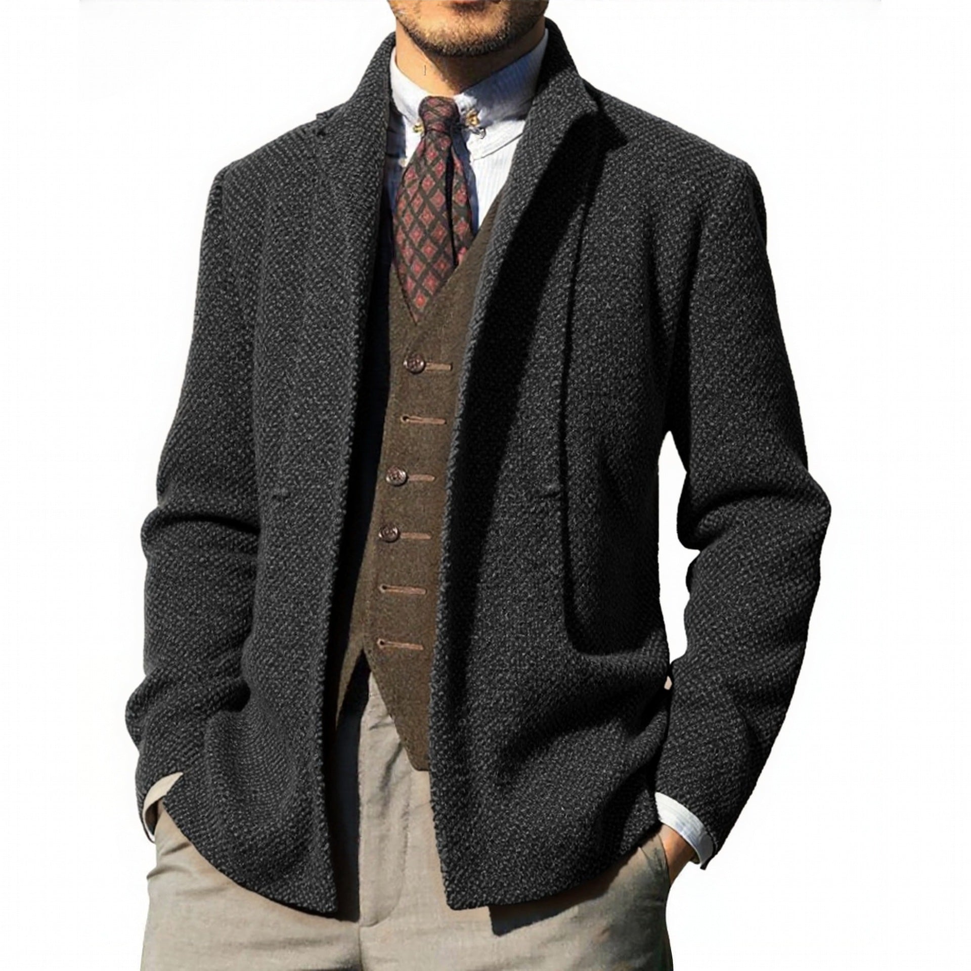 Herren elegante Strickjacke mit modernem Schnitt und praktischen Taschen Krohn-e