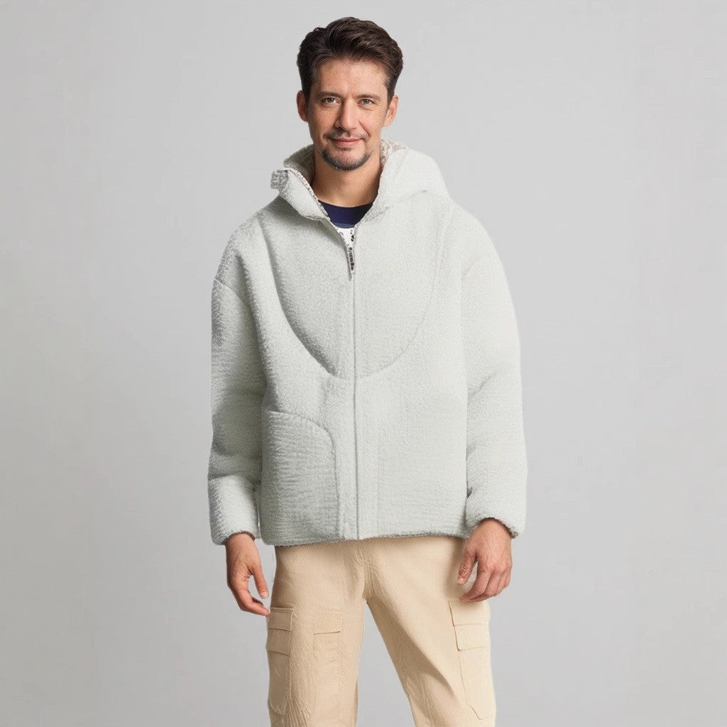 Herren Gemütliche Teddyjacke mit Kontrastnähten Krohn-e