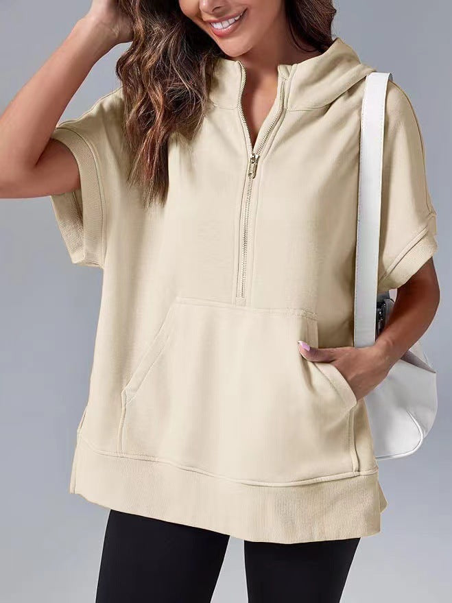 Damen Lichtgewicht Kapuzenpullover mit halbem Reißverschluss und Taschen Krohn-e