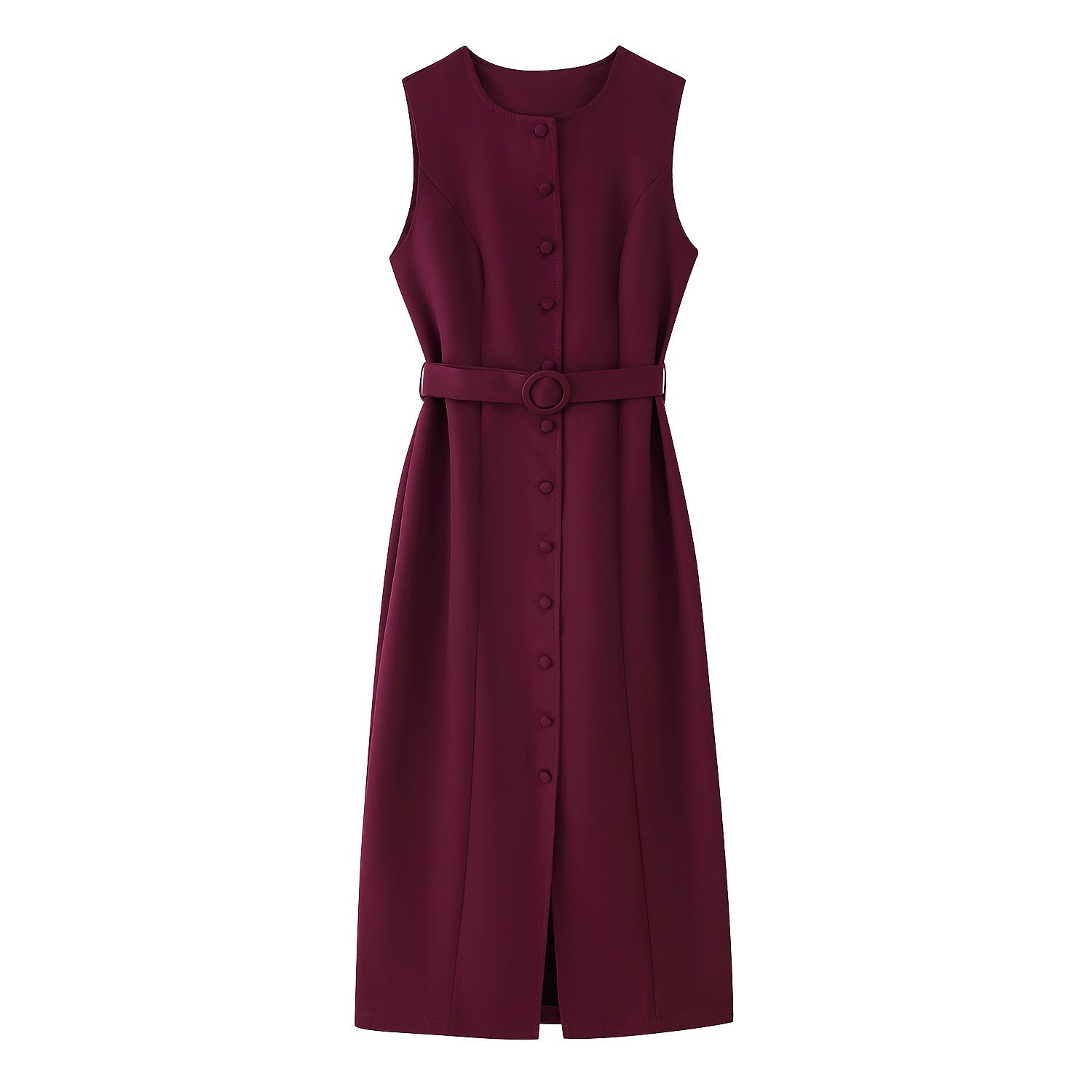Damen ärmelloses Wickelkleid mit Knopfverschluss und Taillengürtel Krohn-e