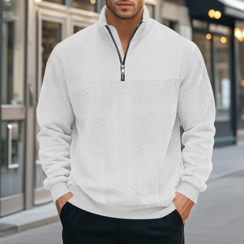 Herren Strickpullover mit modernem Stehkragen und Reißverschluss Krohn-e