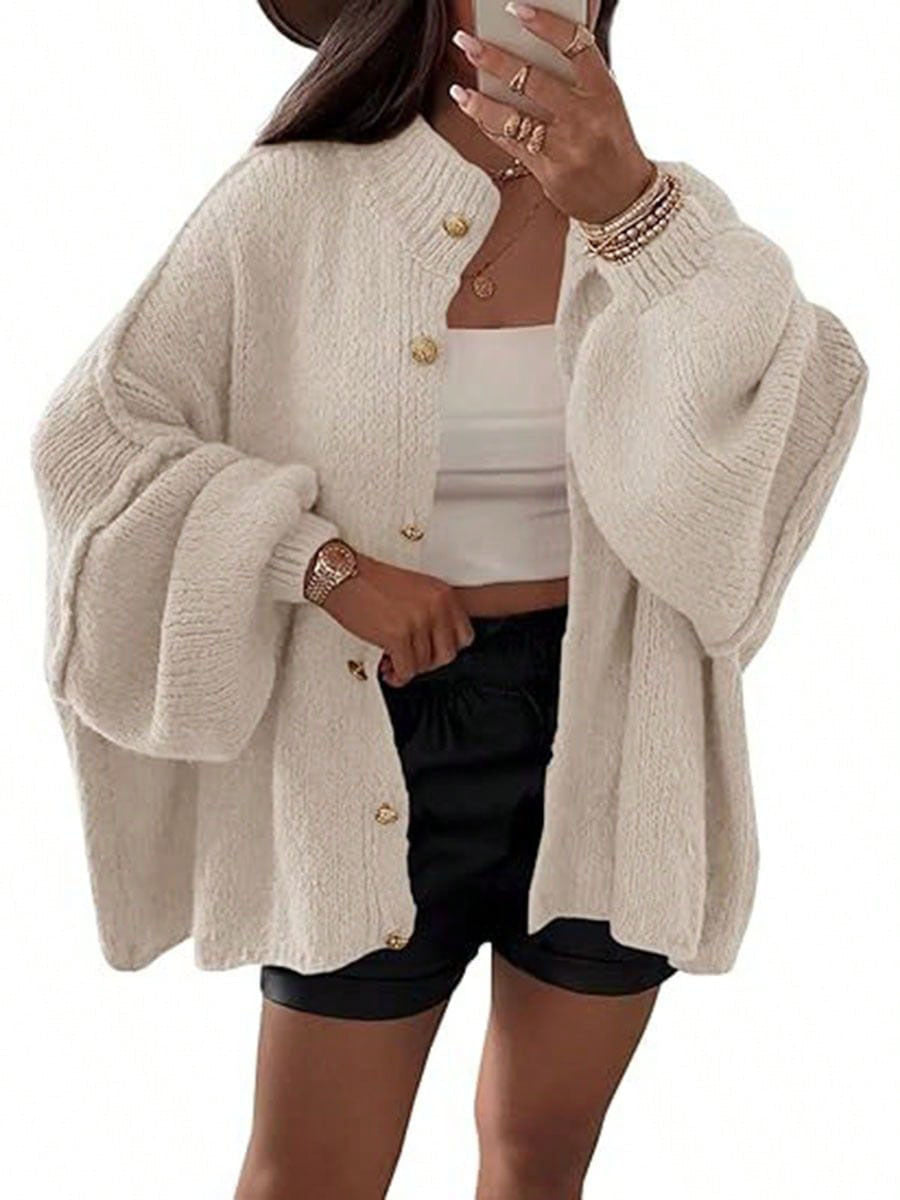 Damen Flauschige Strickjacke mit überschnittenen Schultern Krohn-e