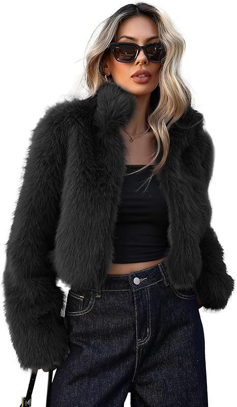 Damen Kurze Kunstpelzjacke mit weichem Fell und eleganter Silhouette Krohn-e